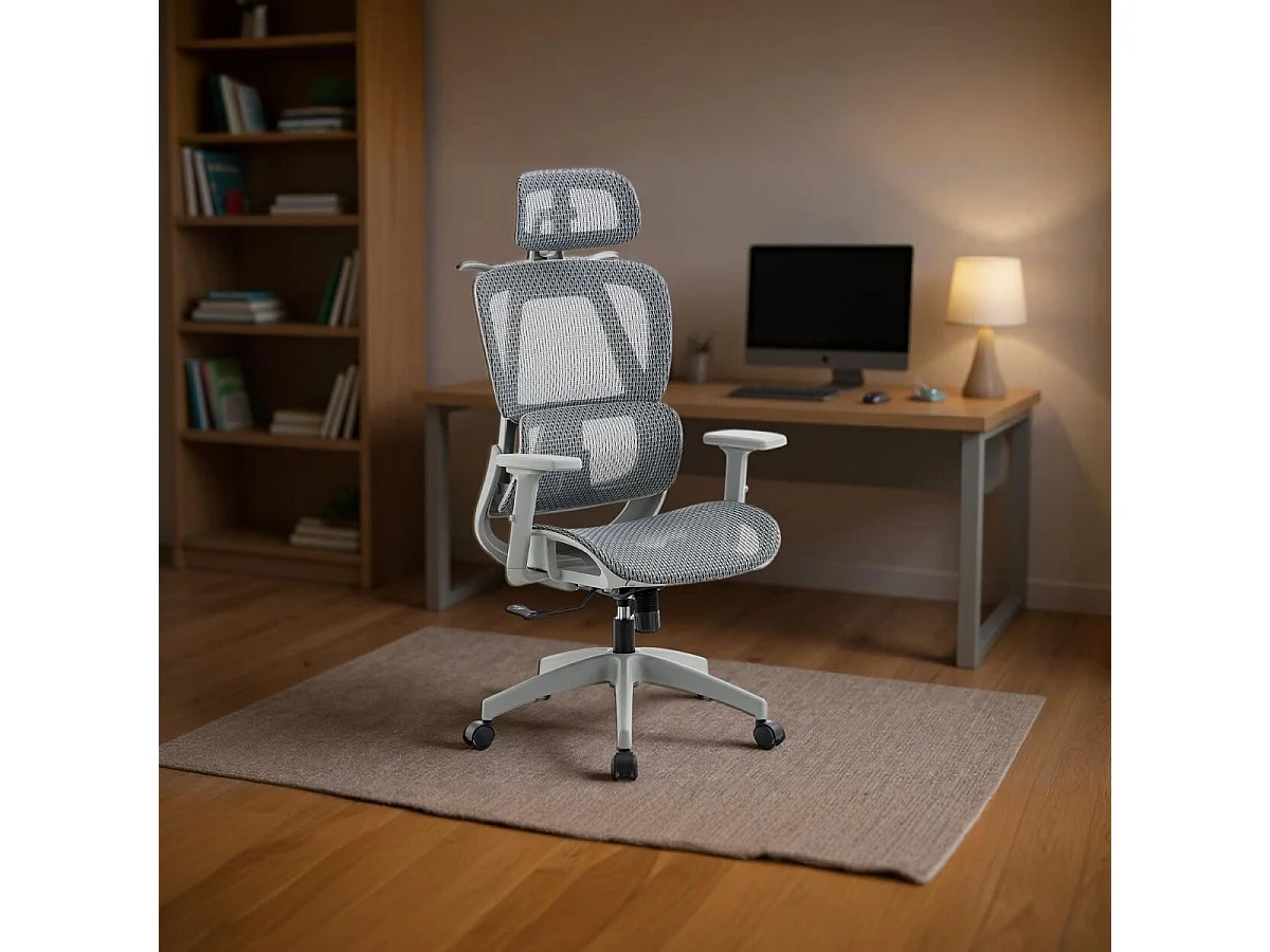 Silla de oficina Ergo altura regulable transpirable gris 118-124x70x70 cm Adec