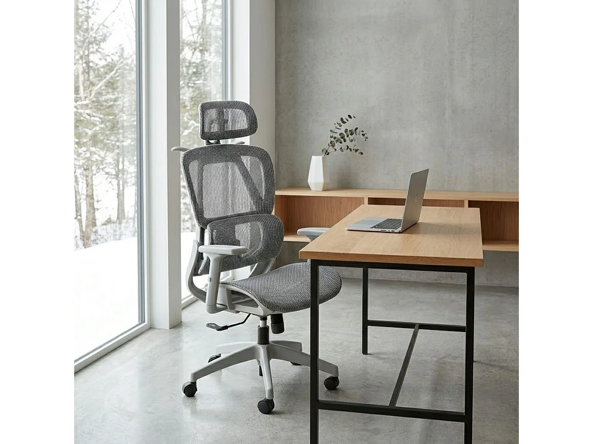 Silla de oficina Ergo altura regulable transpirable gris 118-124x70x70 cm Adec