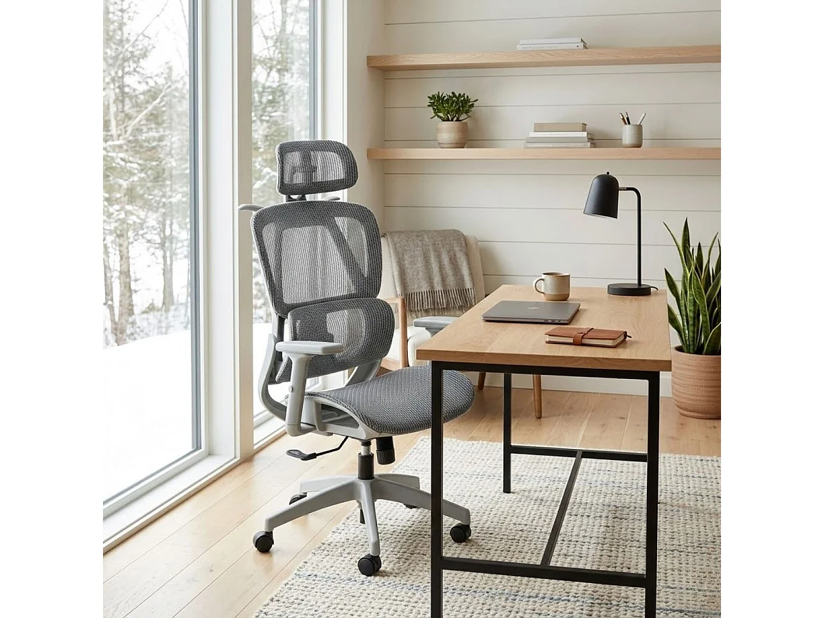 Silla de oficina Ergo altura regulable transpirable gris 118-124x70x70 cm Adec