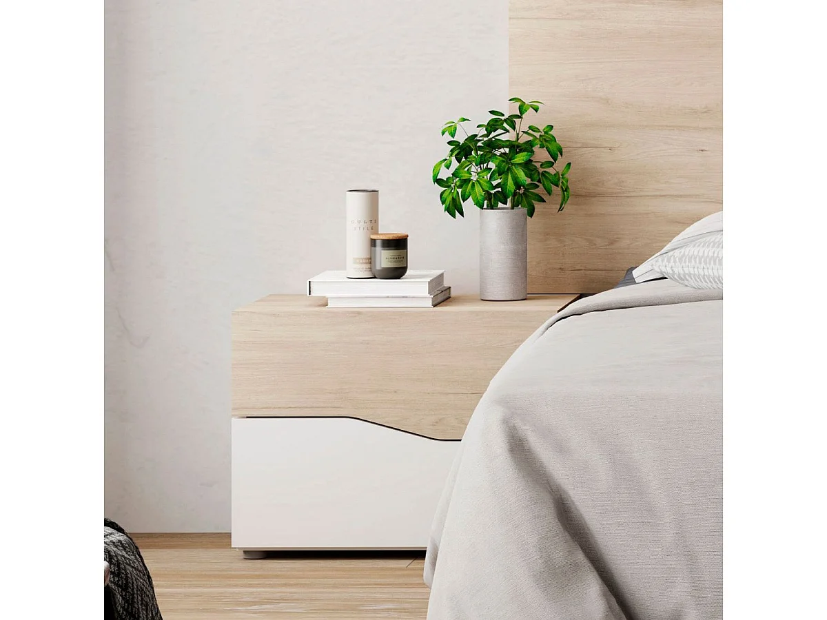 Mesita de noche Cannes 2 cajones blanco/sahara 41,5x53,8x34,8 cm