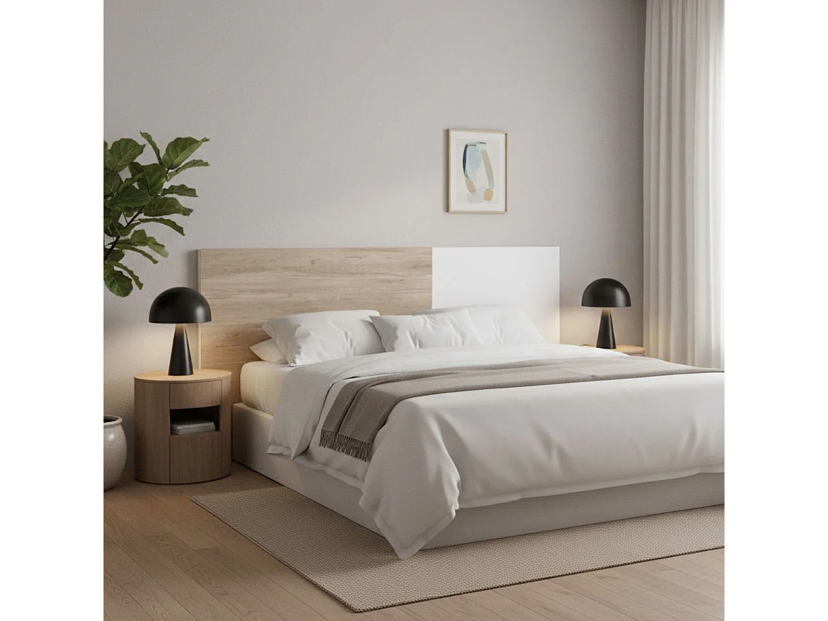 Cabecero New Couple diseño mural blanco mate/sahara 52,6x208,6x16 cm