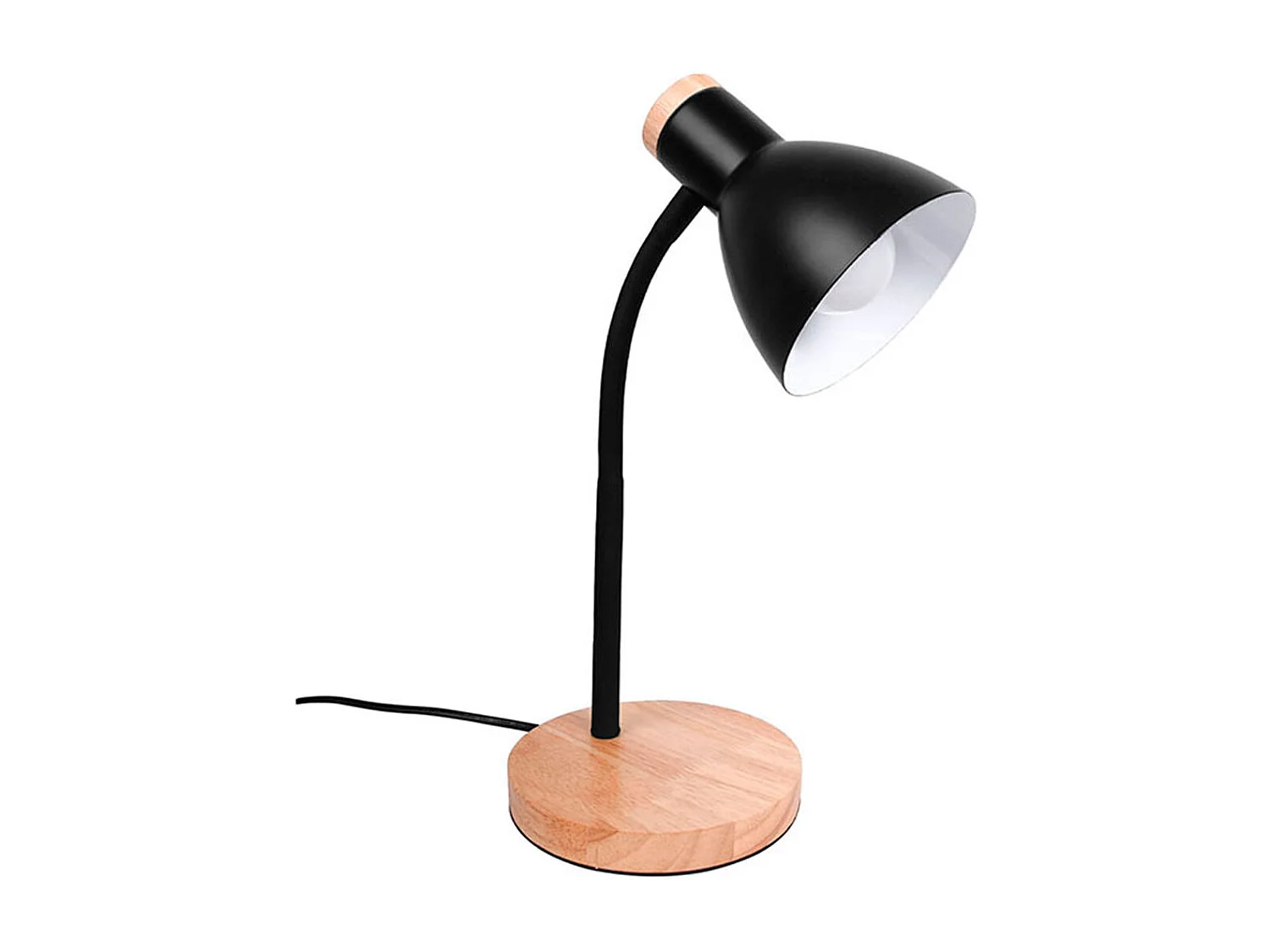 Flexo Argos Bel Air diseño nórdico negro/madera Ø15x42 cm