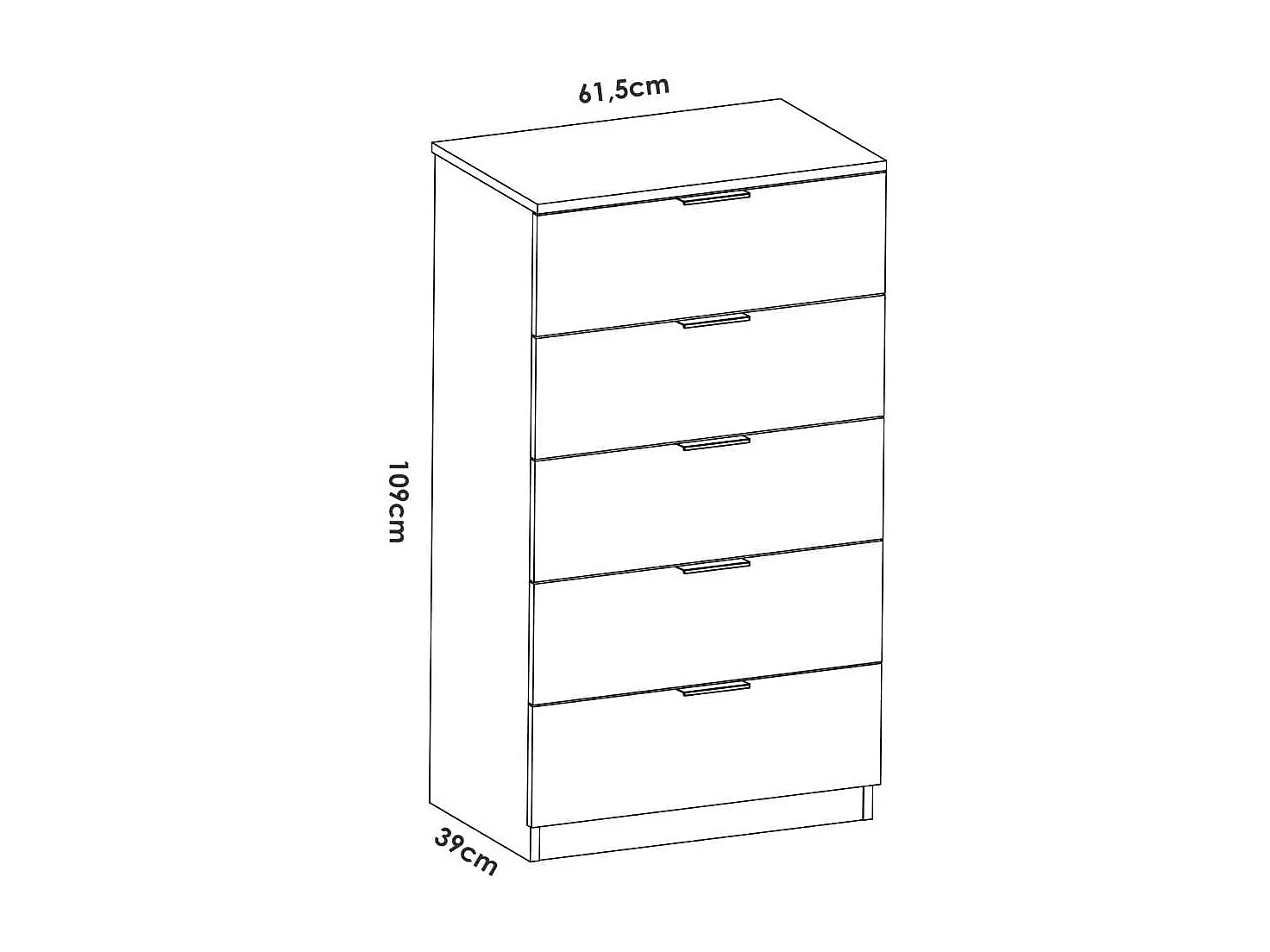 Sinfonier Lago 5 cajones blanco 109x61,5x39 cm