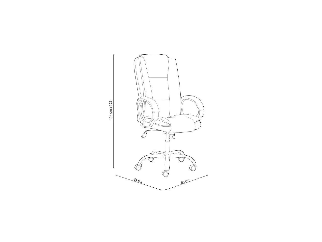 Silla de oficina de alto confort en blanco 114-122x68 cm Atlas Blanco