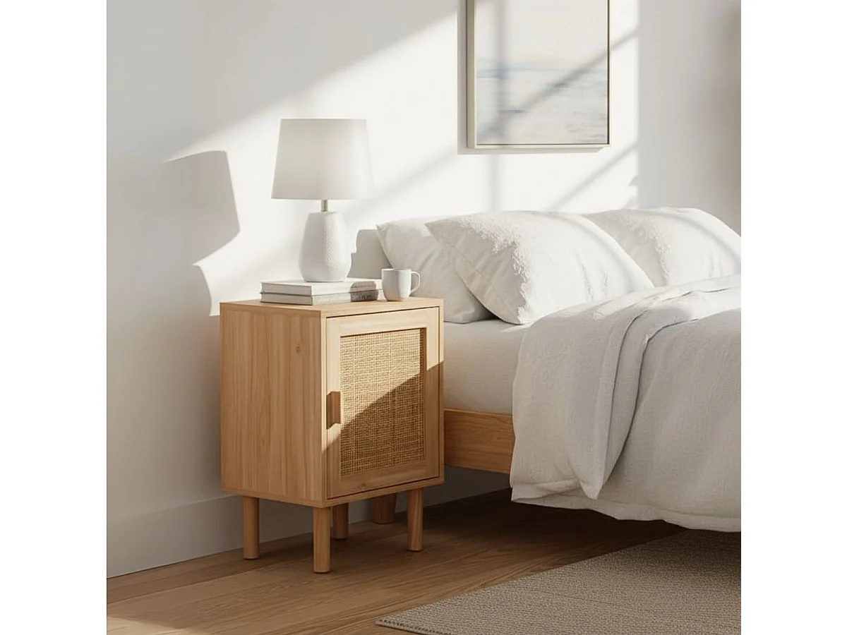 Mesita de noche Décor frontal decorativo natural 58x40x30 cm Adec