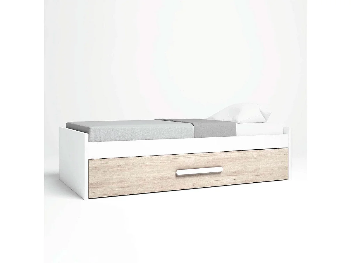 Cama nido Estelle con tirador blanco mate/sahara 51x202x99,5 cm