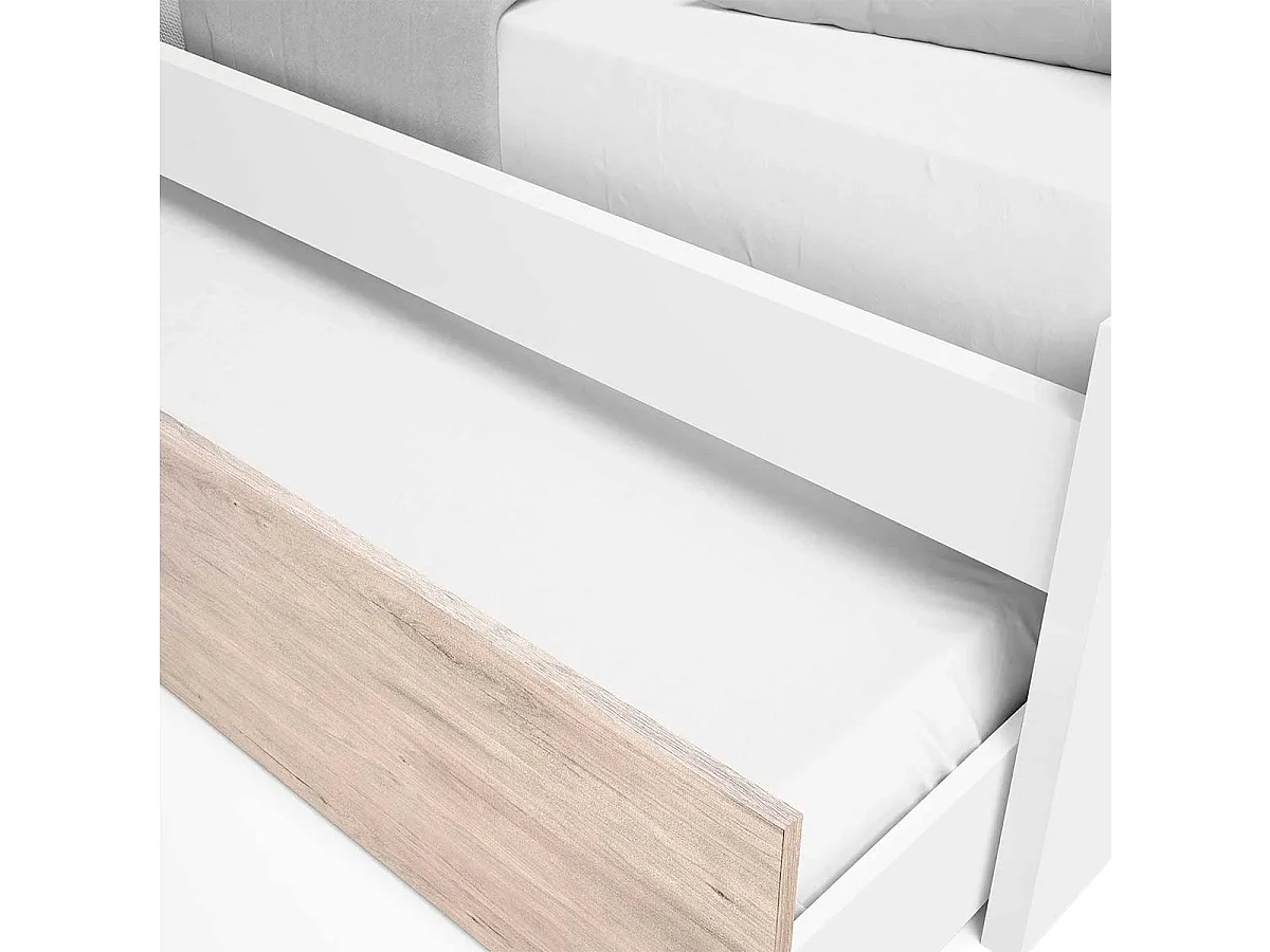 Cama nido Estelle con tirador blanco mate/sahara 51x202x99,5 cm