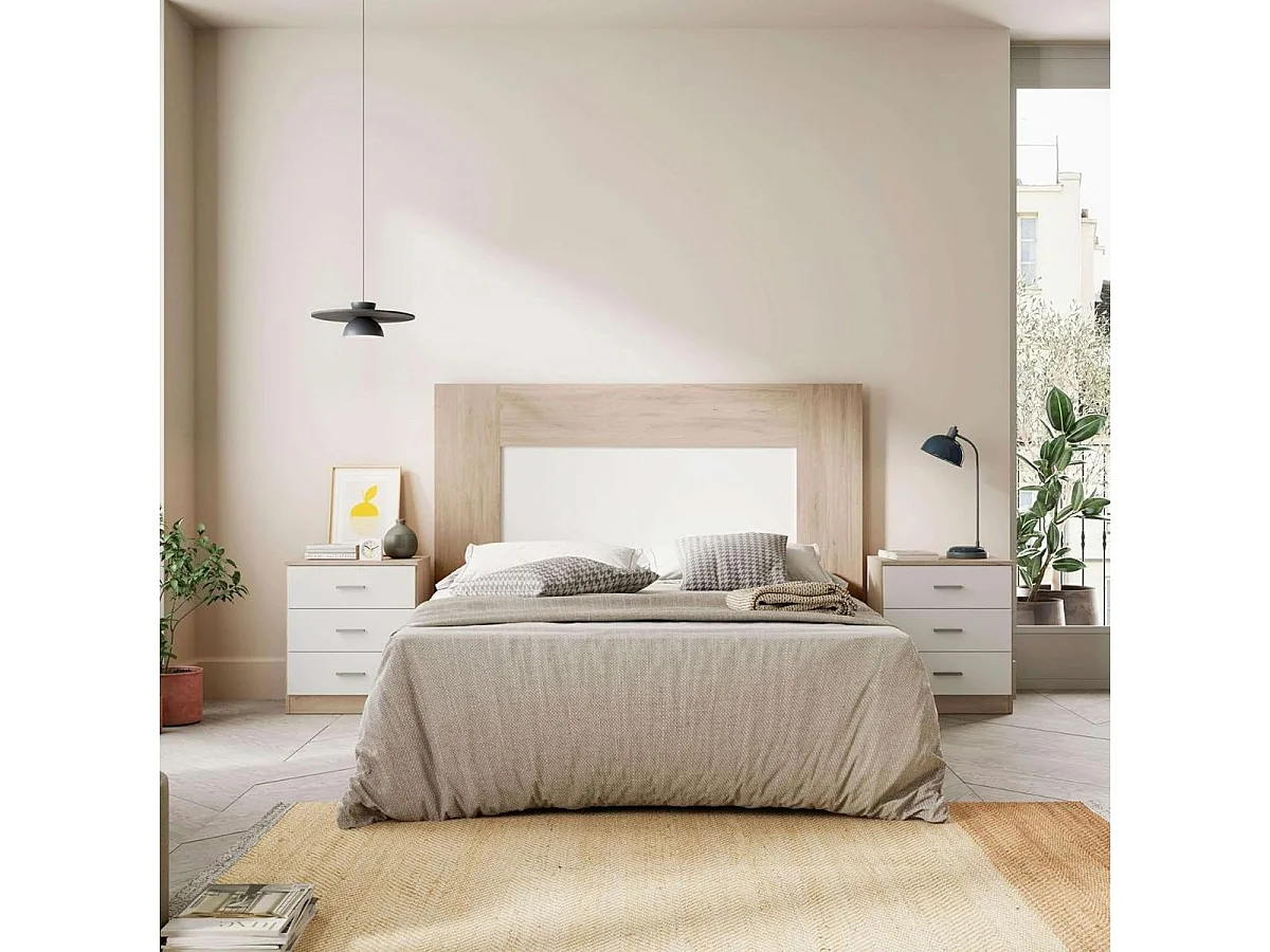 Mesita de noche Couple 3 cajones blanco mate/sahara 58x50x33,3 cm