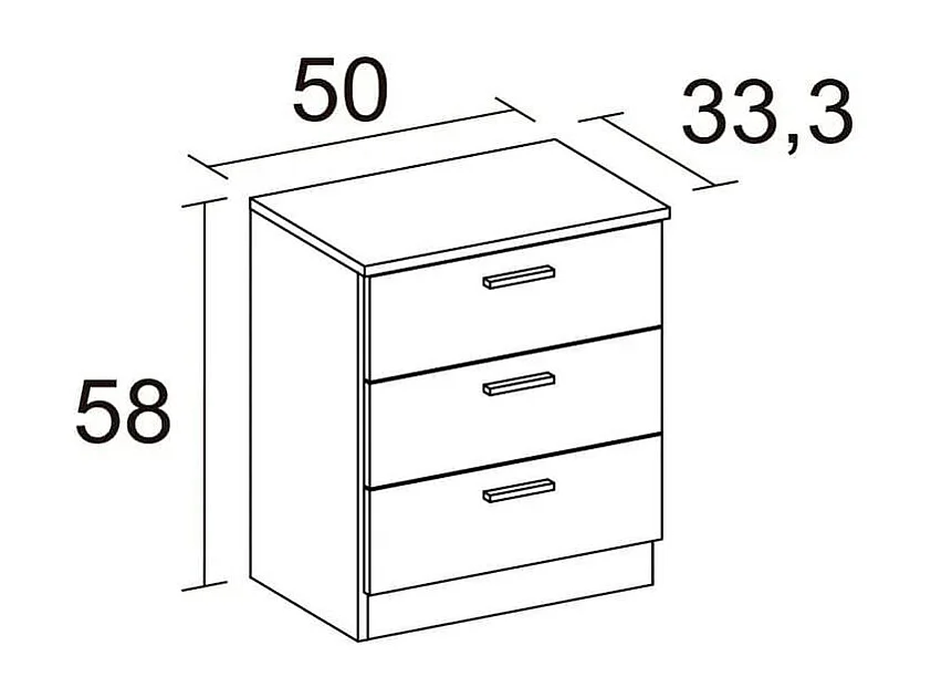 Mesita de noche Couple 3 cajones blanco mate/sahara 58x50x33,3 cm