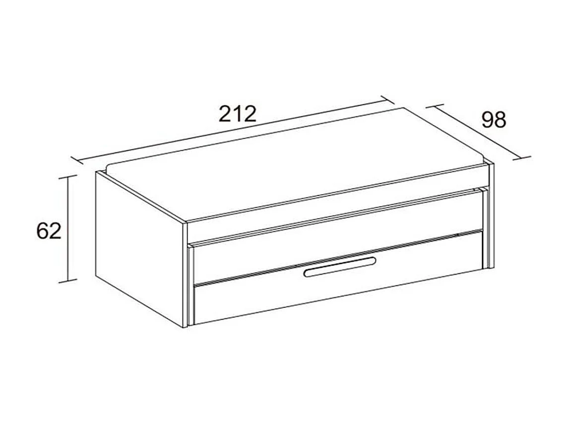 Cama nido Estelle cajón extraíble blanco mate/sahara 62x212x98 cm