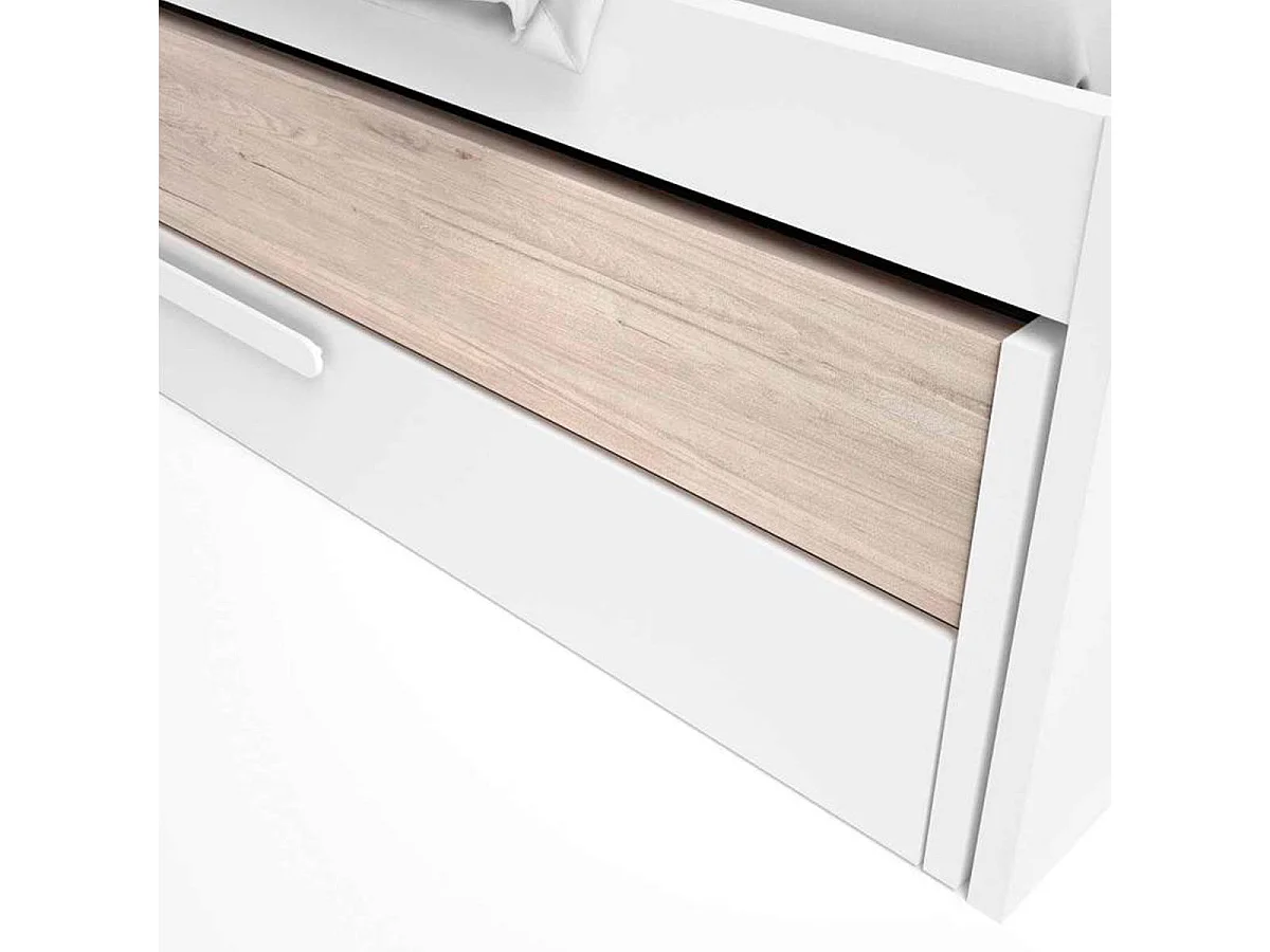 Cama nido Estelle cajón extraíble blanco mate/sahara 62x212x98 cm