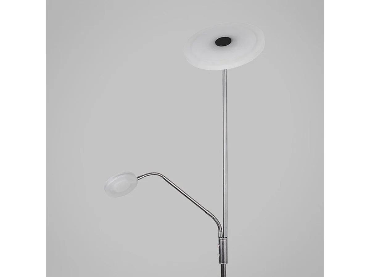 Lámpara de pie Bayani Lumit con lámpara de lectura niquel Ø25x179 cm