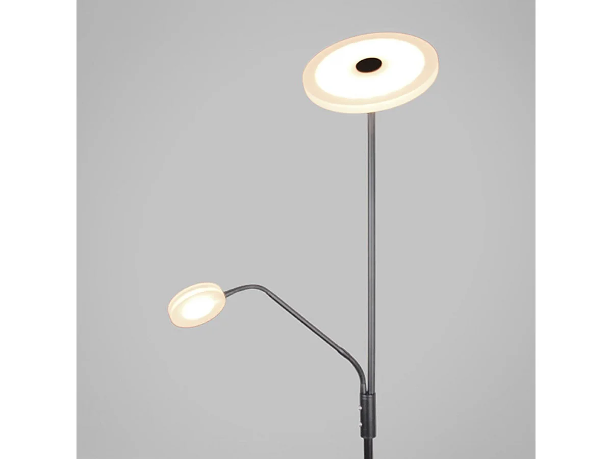 Lámpara de pie Bayani Lumit con lámpara de lectura niquel Ø25x179 cm