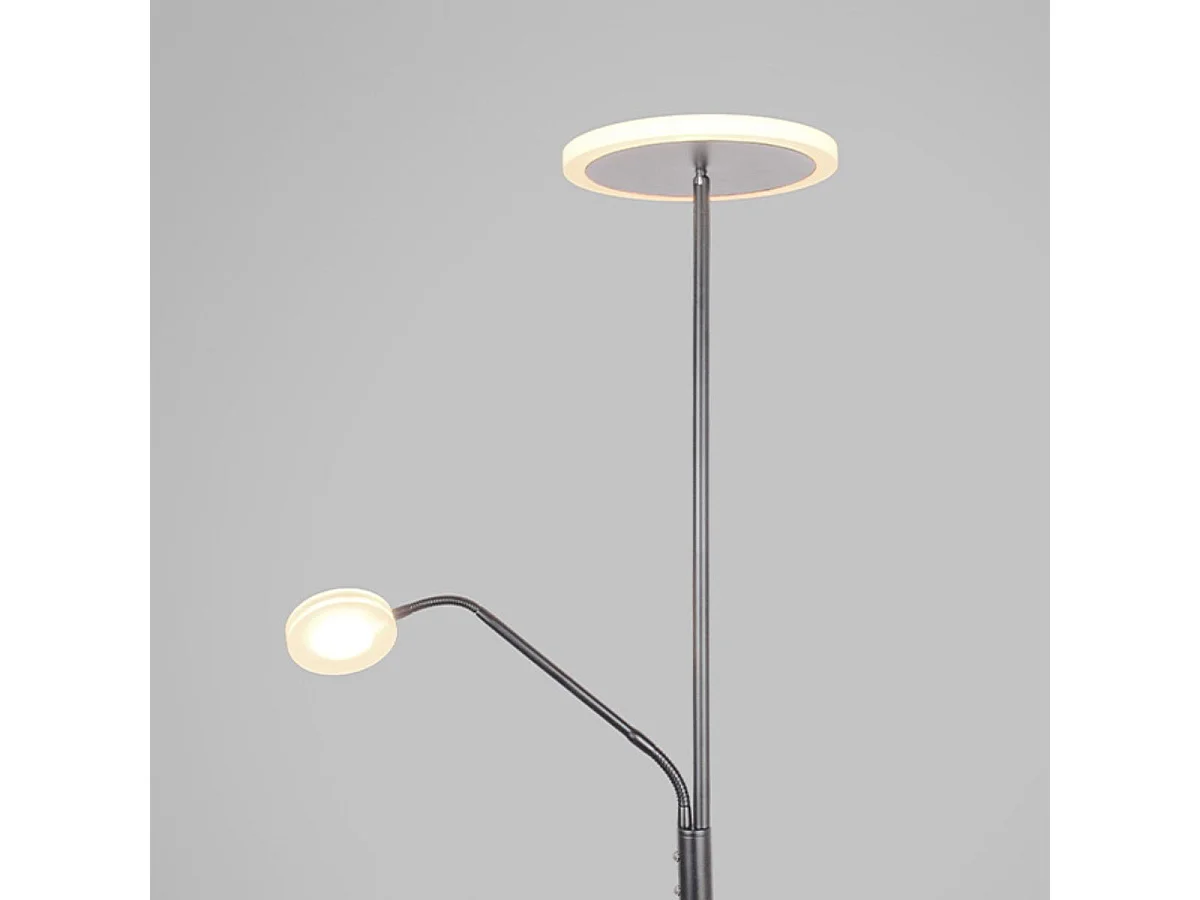 Lámpara de pie Bayani Lumit con lámpara de lectura niquel Ø25x179 cm