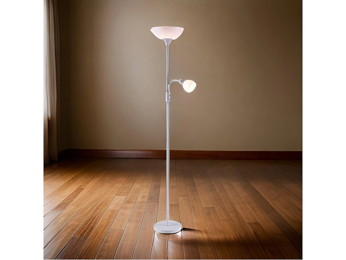 Lámpara de pie Torino Bel Air 80W + brazo orientable blanco Ø25x179 cm