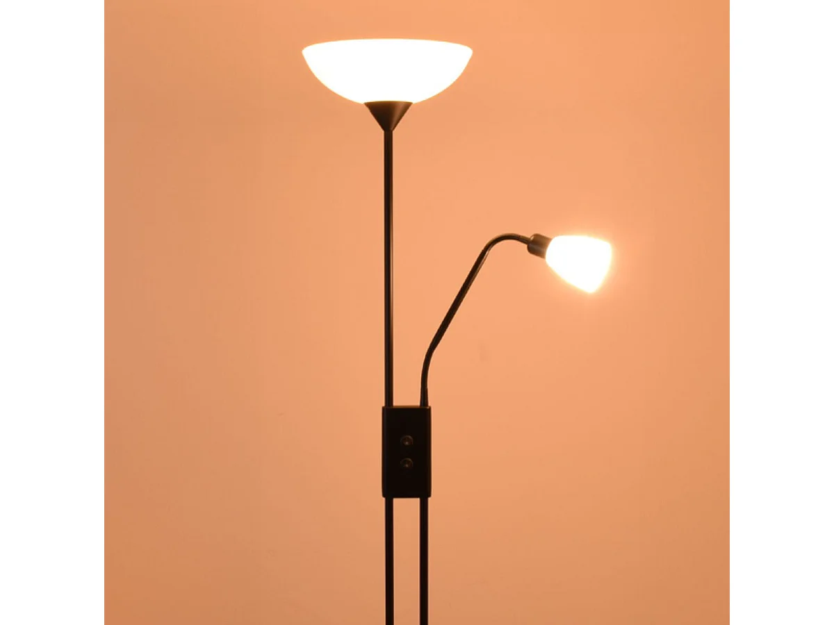 Lámpara de pie Milano Bel Air 40W con luz de lectura negro Ø28x170 cm