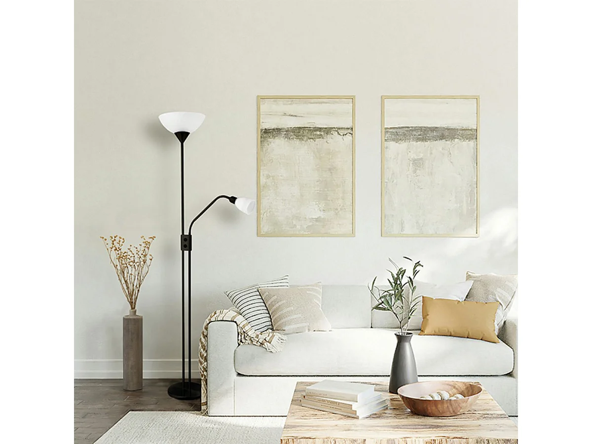 Lámpara de pie Milano Bel Air 40W con luz de lectura negro Ø28x170 cm