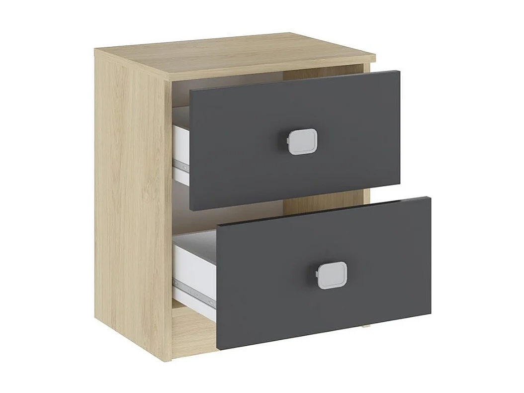 Mesita de noche Donald 2 cajones puccini/grafito 53,8x44,6x33,5 cm