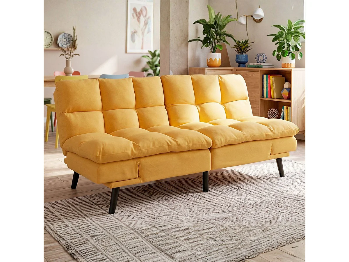 Sofá cama Cushion sistema clic clac amarillo 81x183x86,5 cm Adec