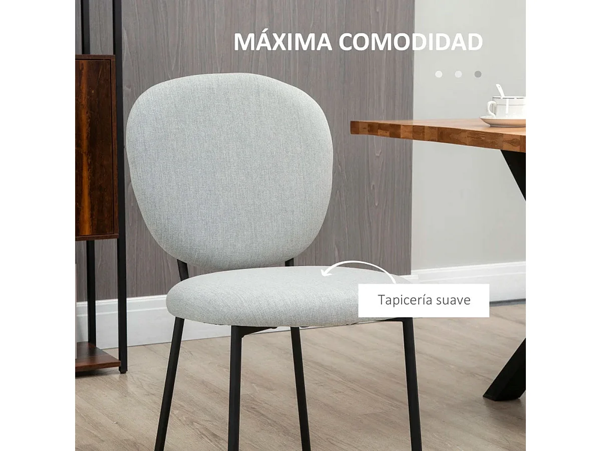 Pack de 2 sillas de comedor Gamma Homcom gris 82x46x59 cm