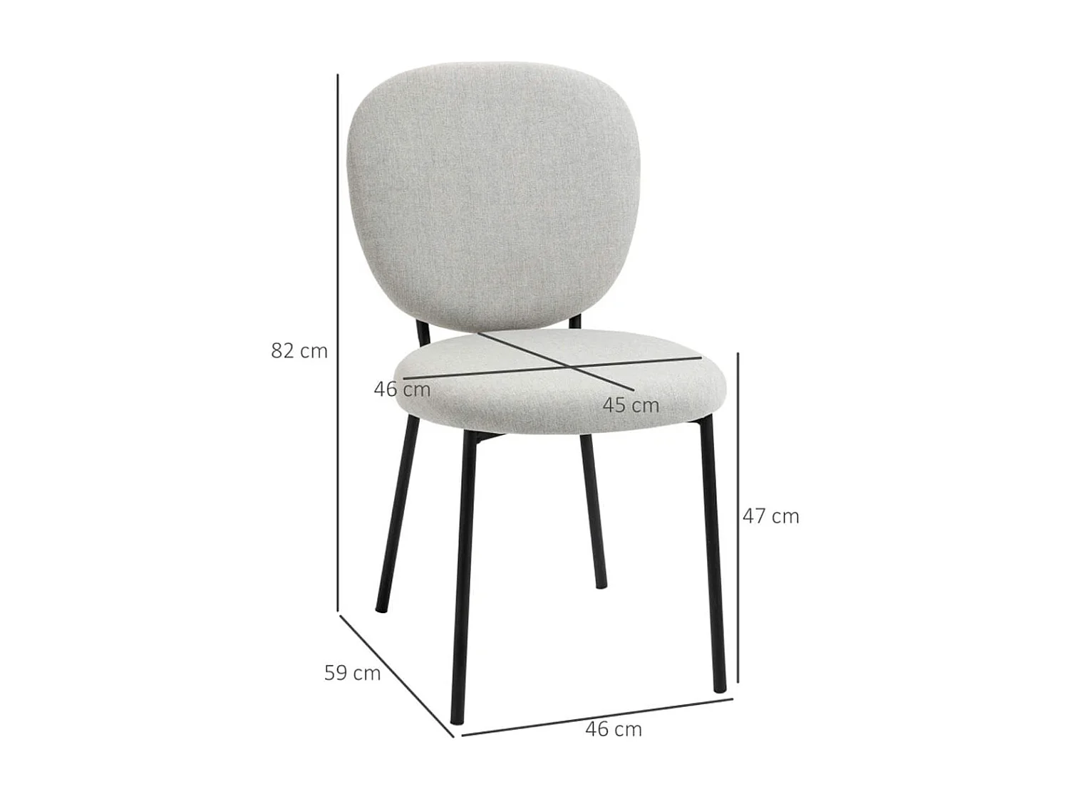 Pack de 2 sillas de comedor Gamma Homcom gris 82x46x59 cm