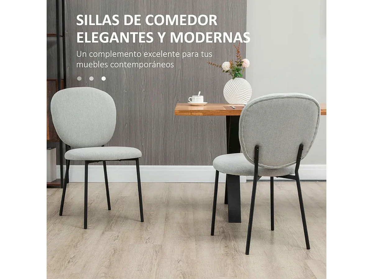 Pack de 2 sillas de comedor Gamma Homcom gris 82x46x59 cm