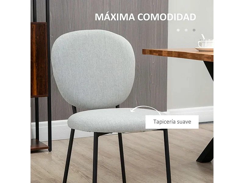Pack de 2 sillas de comedor Gamma Homcom gris 82x46x59 cm