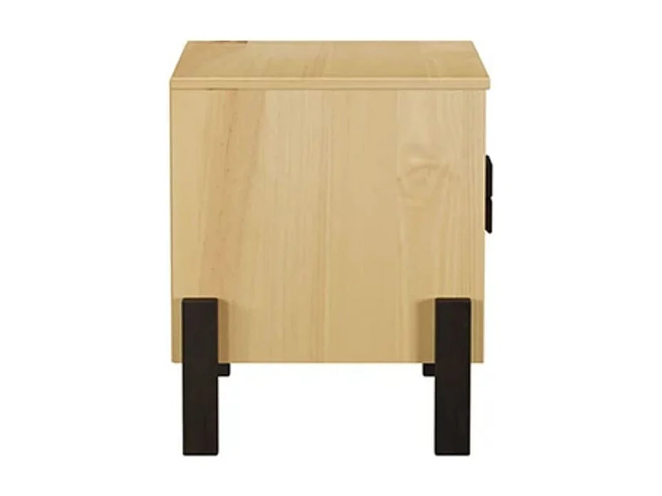 Mesita de noche Macarena 2 cajones natural/negro 48x54x40 cm