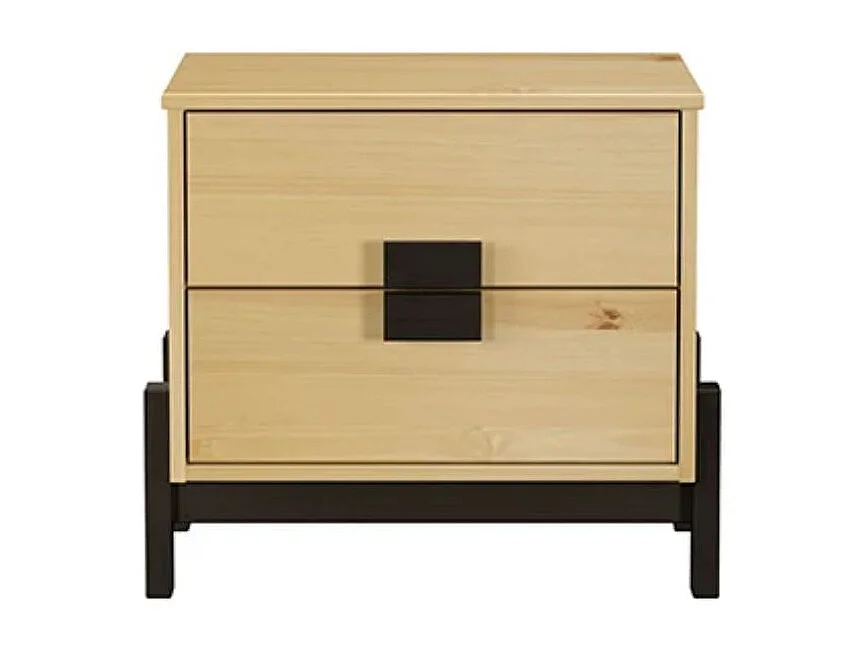 Mesita de noche Macarena 2 cajones natural/negro 48x54x40 cm