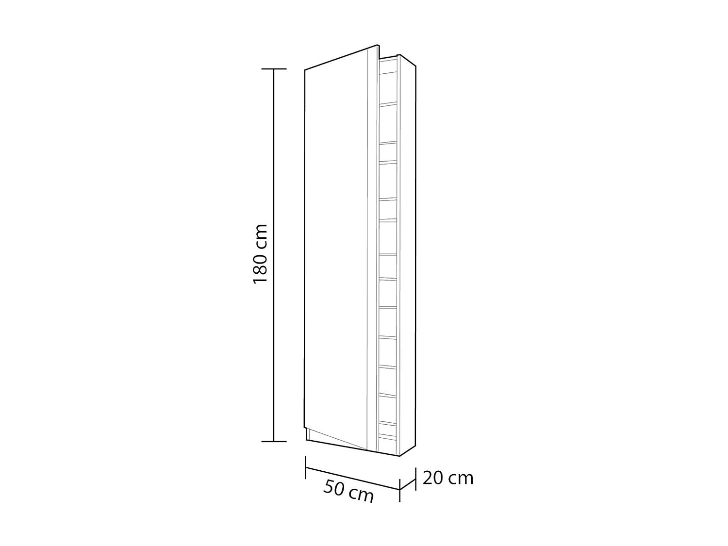 Zapatero Kris 1 puerta + espejo 6 baldas 16 pares blanco 180x50x20 cm