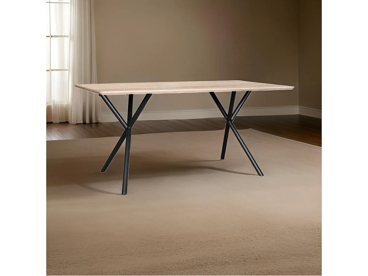 Mesa de comedor Látigo diseño fijo natural/negro 76x160x90 cm