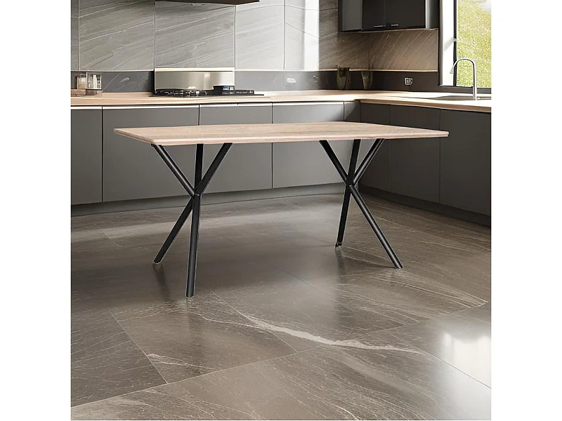 Mesa de comedor Látigo diseño fijo natural/negro 76x160x90 cm