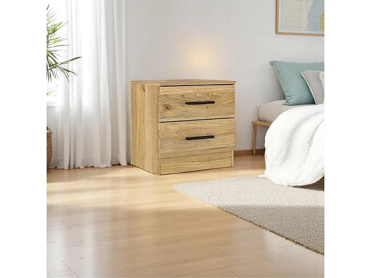 Mesita de noche New Aura 2 cajones natural 43x39,6x33,5 cm
