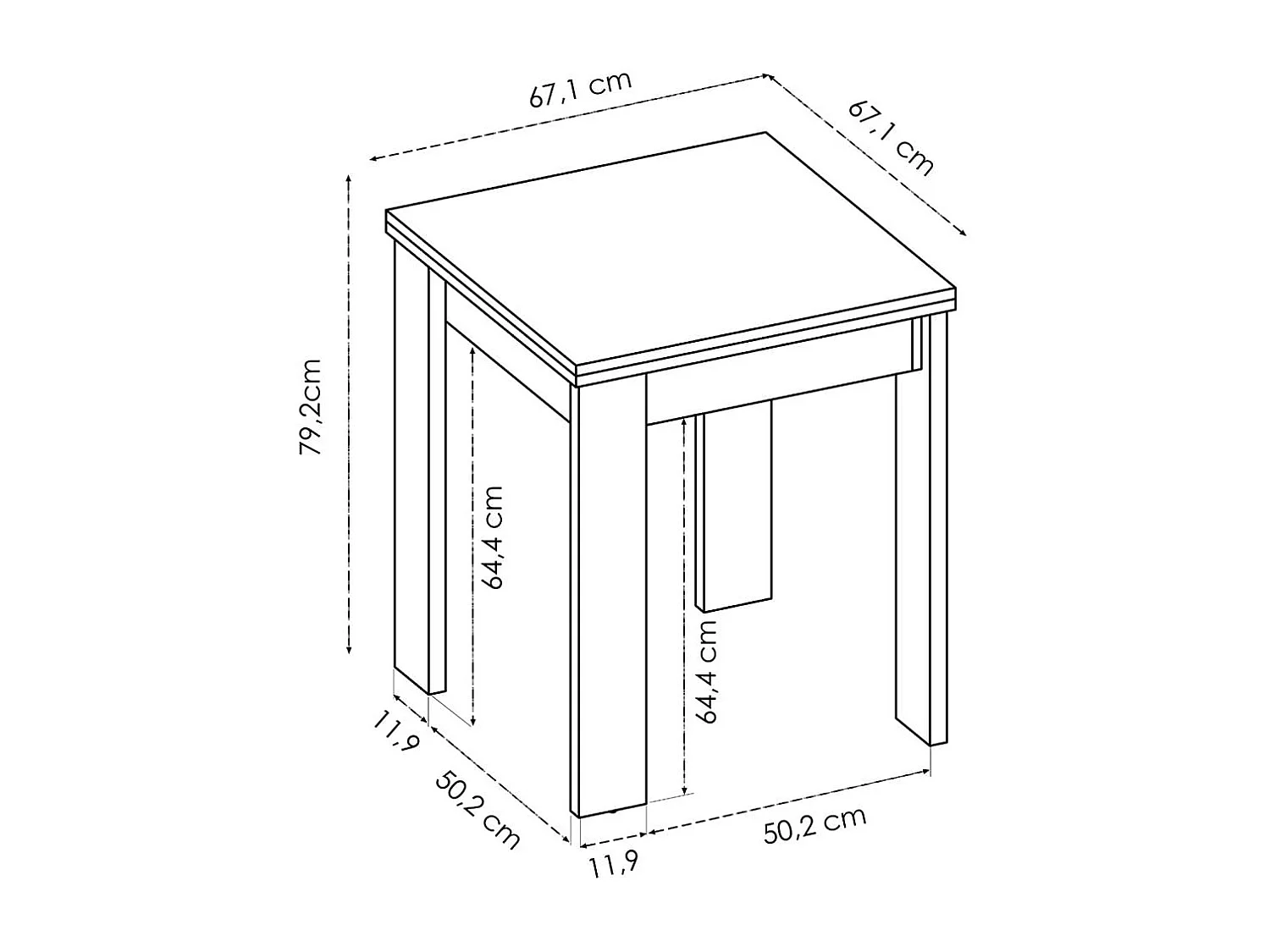 Mesa auxiliar extensible Bok natural 79,2x67,1-134x67,1 cm