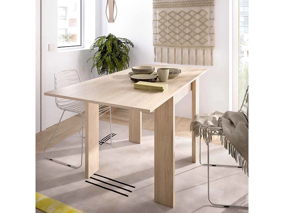 Mesa auxiliar extensible Bok natural 79,2x67,1-134x67,1 cm