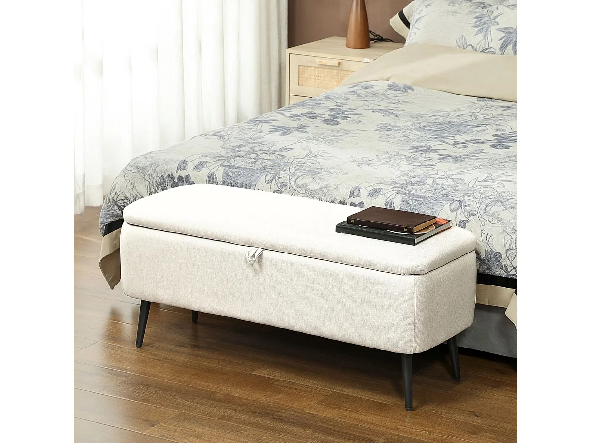 Baúl Maison tapizado microfibra beige 49x110x40 cm Adec