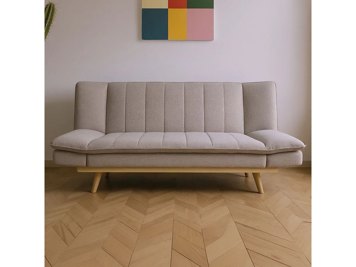 Sofá cama Lounge sistema clic clac beige 91x189x89 cm Adec