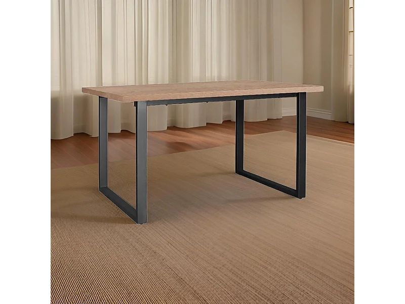 Mesa de comedor Cinnamon diseño fijo natural/negro 76x140x90 cm