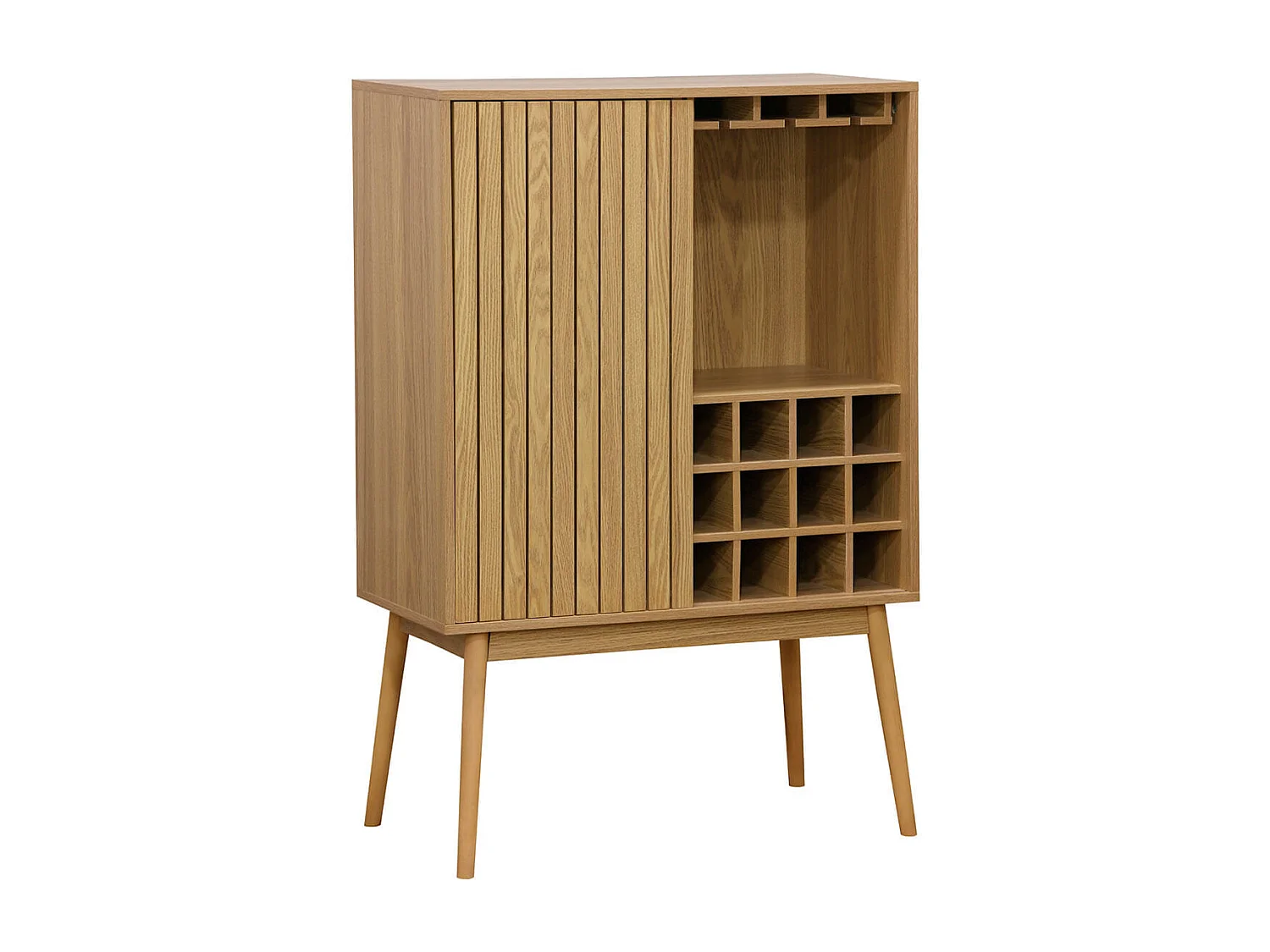Mueble botellero Trend 1 puerta 12 botellas + colgador de copas madera 120x80x40 cm Adec