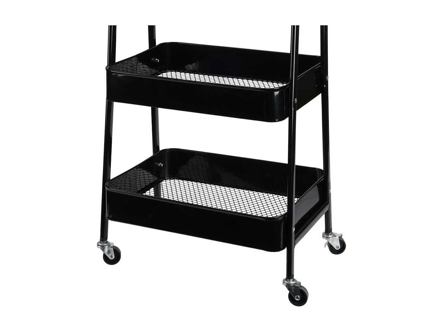 Carrito auxiliar 3 niveles con ruedas + asas negro 79,5x31,5x44 cm