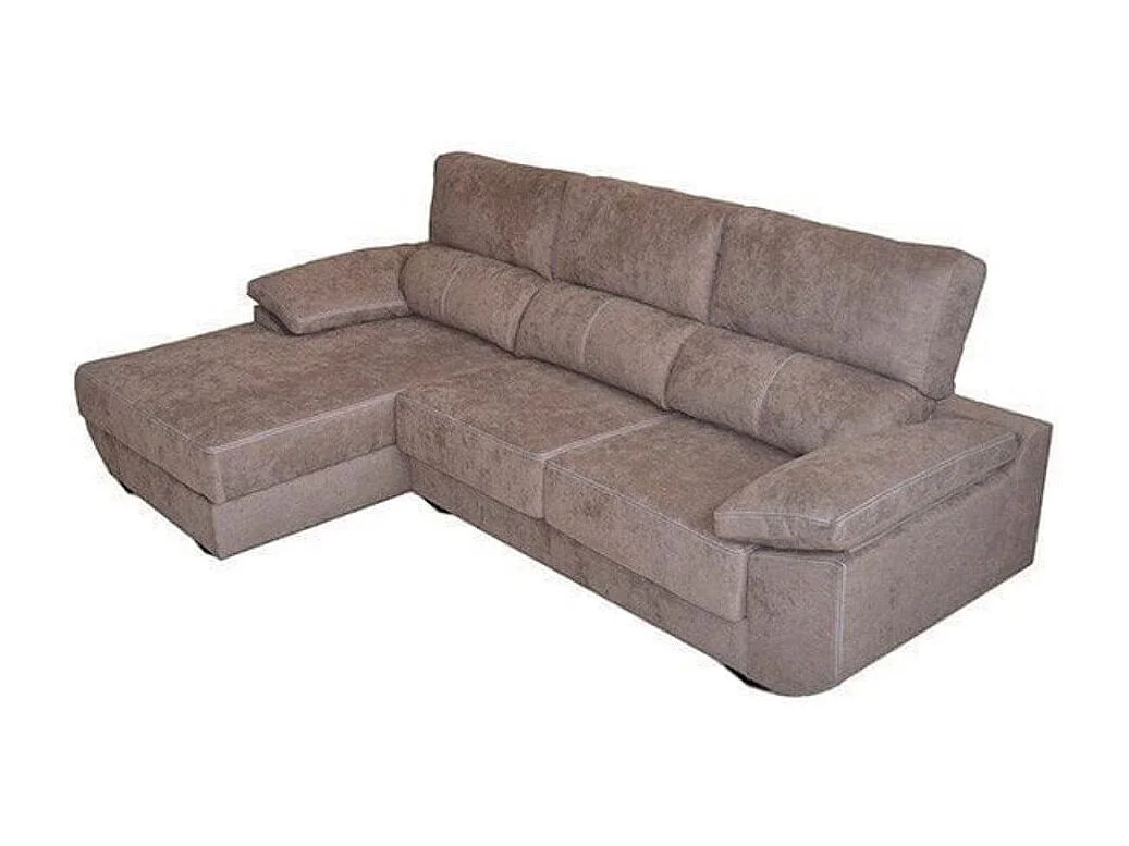 Sofá chaiselongue izquierda Danielle 3 plazas tela bronx smoke