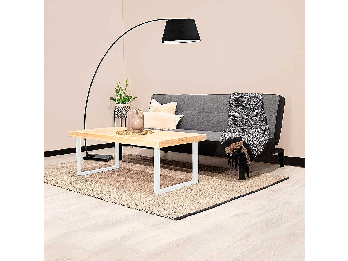 Mesa de centro Natural diseño nórdico roble Nordish/blanco 43,5x120x60 cm Adec