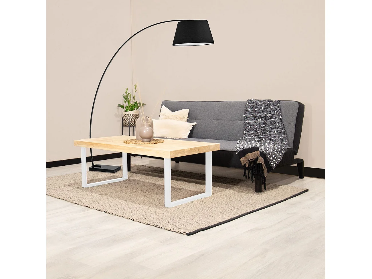 Mesa de centro Natural Roble salvaje - Blanco