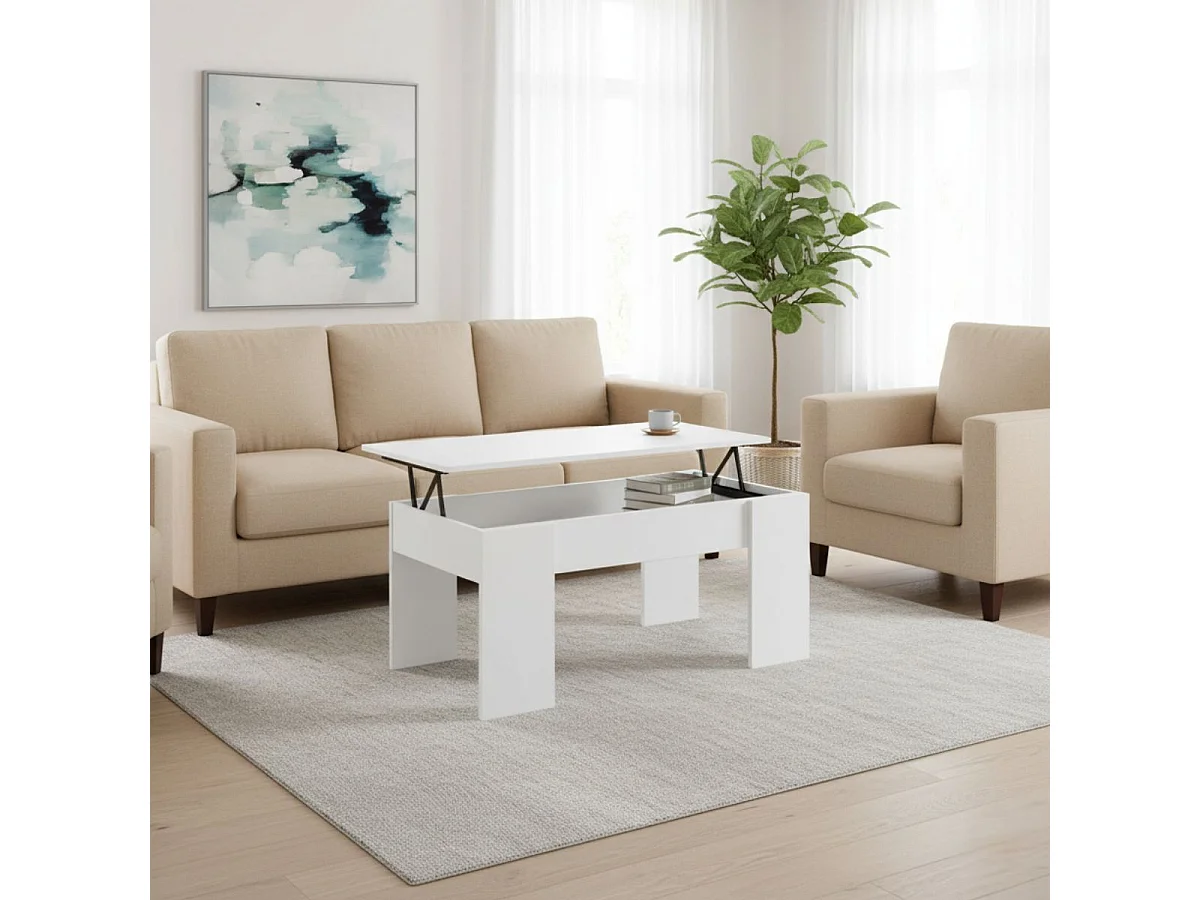 Mesa de centro Gala elevable blanco mate 45x100x50 cm