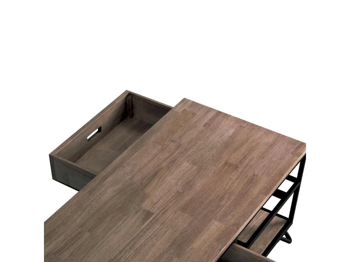 Mesa de centro Industrial roble American/negro 46x50x100 cm Adec