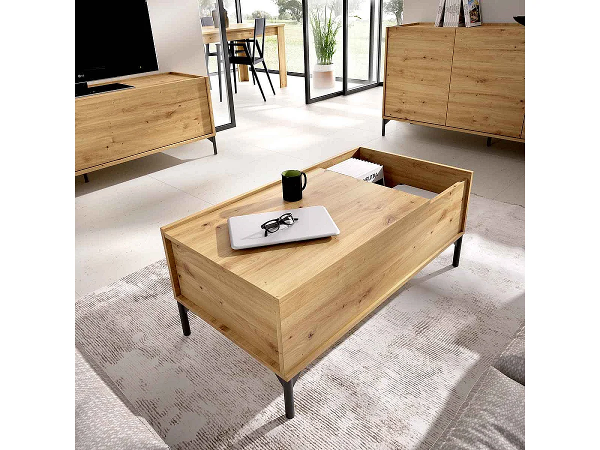 Mesa de centro Ness diseño elevable nordic 41x99x60 cm
