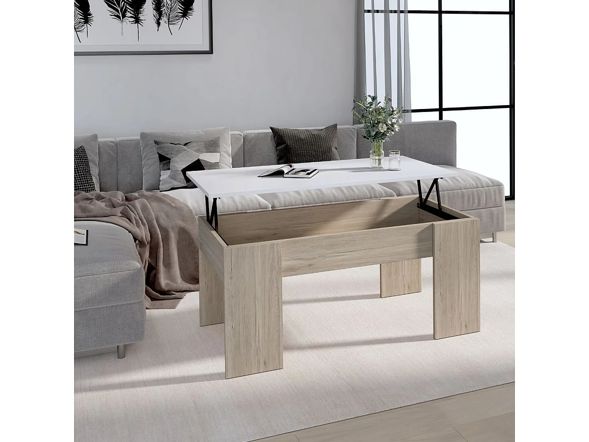 Mesa de centro Gala elevable sahara/blanco mate 45x100x50 cm