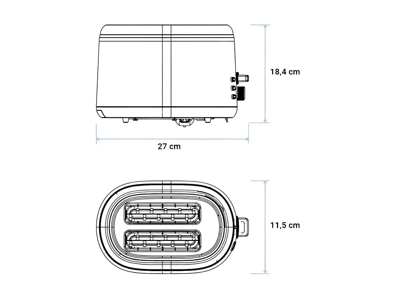 Tostador Universal Blue UOTPLUSRS19 850W 2 ranuras XL 7 potencias negro