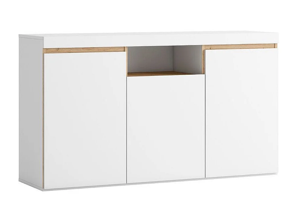 Aparador Elis 3 puertas + compartimento blanco mate/natural 80,5x140,1x39,6 cm