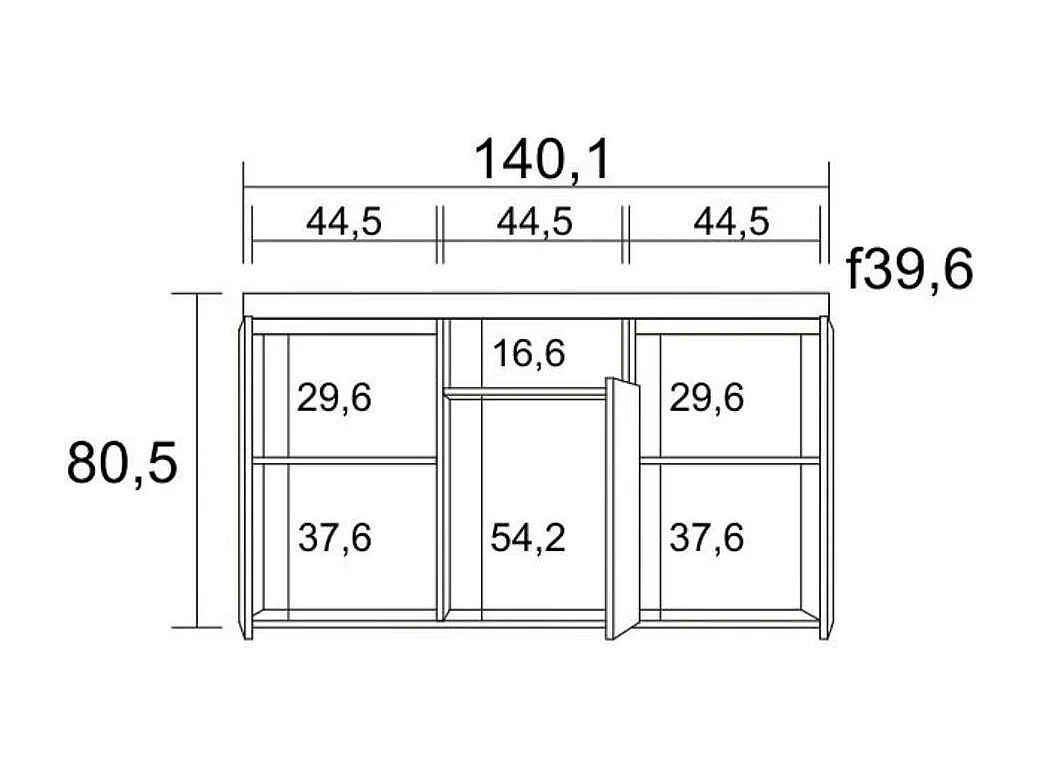 Aparador Elis 3 puertas + compartimento blanco mate/natural 80,5x140,1x39,6 cm